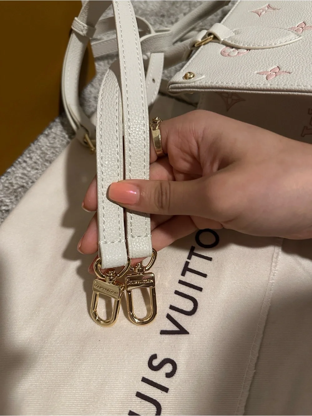 Cream and Pink Monogram Tote - Picture 2 of 9